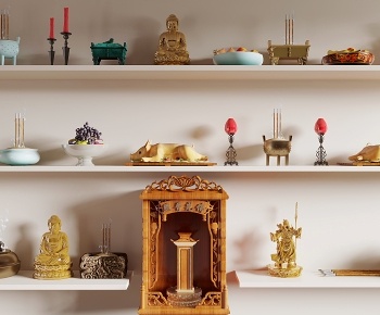 新中式佛龛供奉品 香炉3D模型