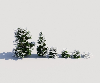 现代雪景植物灌木树雪松-ID:741509914