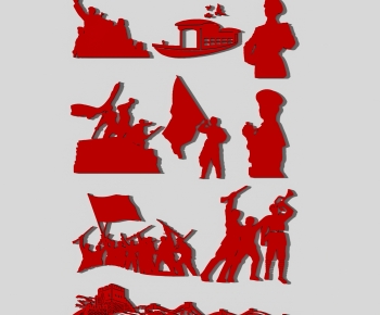 现代红色革命军人剪影-ID:409822948