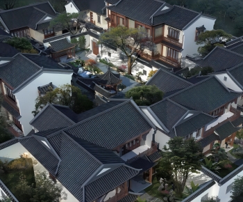 New Chinese Style Architectural Bird's-eye View Planning-ID:689759971