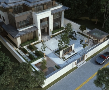 New Chinese Style Architectural Bird's-eye View Planning-ID:738863953