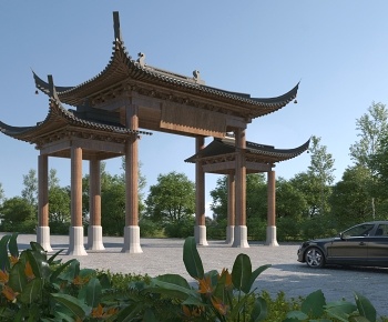 中式牌坊门楼3D模型