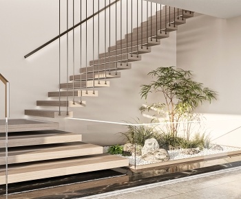 现代楼梯间 景观植物小品3D模型