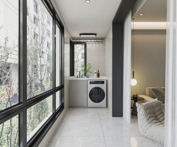 Modern Balcony Laundry Room-ID:852601053