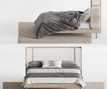 Wabi-sabi Style Double Bed-ID:515661005
