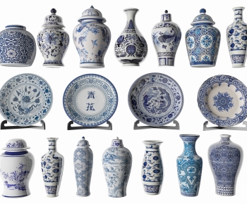 新中式青花瓷陶 瓷器皿-ID:861313101
