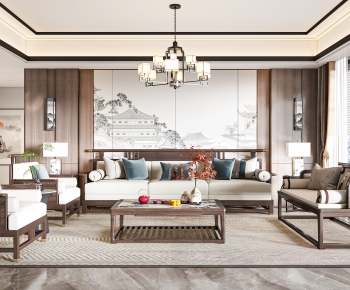 New Chinese Style A Living Room-ID:400899893