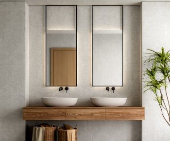 Wabi-sabi Style Bathroom Cabinet-ID:836817038
