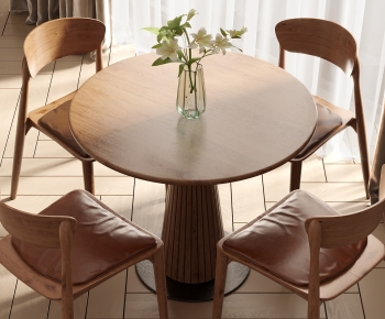 现代圆形餐桌椅组合-ID:491091019