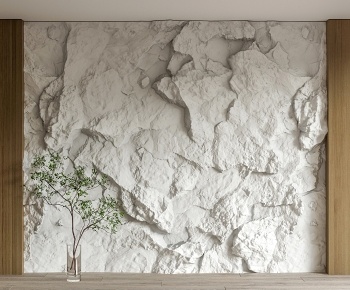 现代毛石背景墙3D模型