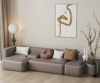 Wabi-sabi Style Three-seat Sofa-ID:413398981