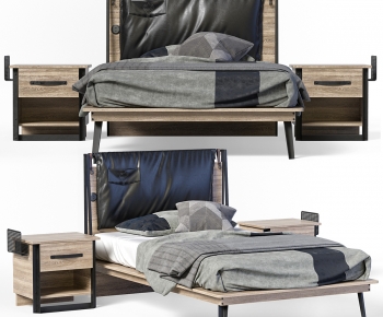 Industrial Style Double Bed-ID:620568992
