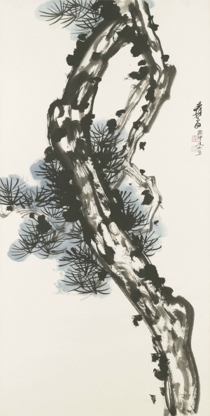 张大千国画水墨画 植物 松树-ID:5738667