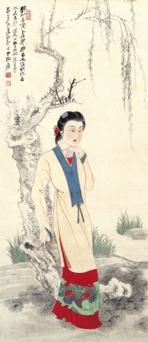 张大千国画水墨画 大家闺秀-ID:807404044