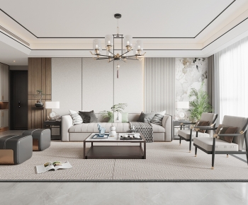 New Chinese Style A Living Room-ID:121876969