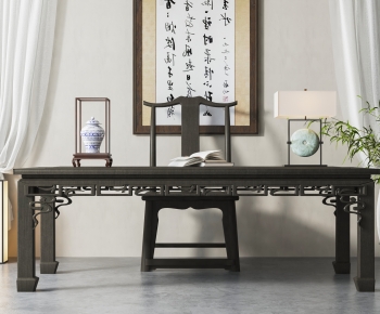 Chinese Style Computer Desk And Chair-ID:376520218