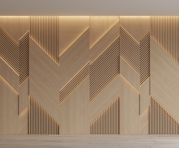 现代木饰面背景墙3D模型