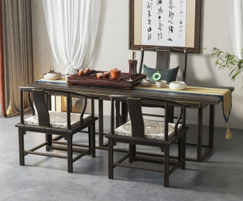 中式茶桌椅组合-ID:215440038