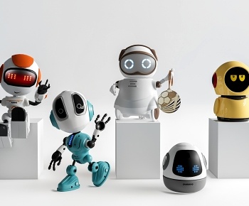 现代儿童机器人玩具组合3D模型