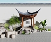 中式屋檐庭院凉亭
