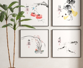 新中式水墨植物装饰画-ID:640512945