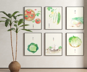 新中式蔬菜装饰画-ID:468835125
