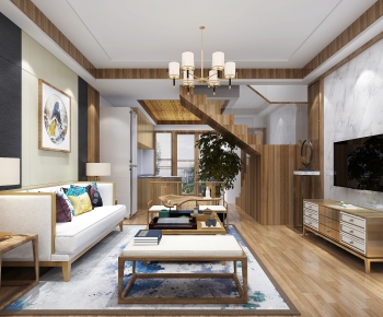 New Chinese Style A Living Room-ID:537839899