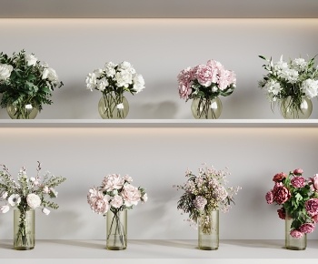 现代玫瑰花花瓶组合3D模型
