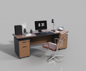 Modern Office Desk And Chair-ID:418030027