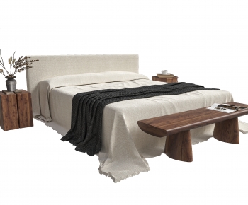 Wabi-sabi Style Double Bed-ID:276876935
