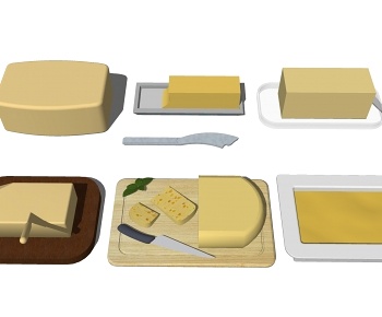 现代黄油芝士美食3D模型