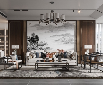 New Chinese Style A Living Room-ID:216644051
