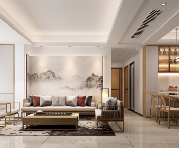 New Chinese Style A Living Room-ID:923356065