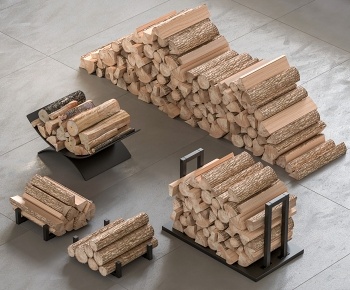 现代木柴堆 柴火堆3D模型