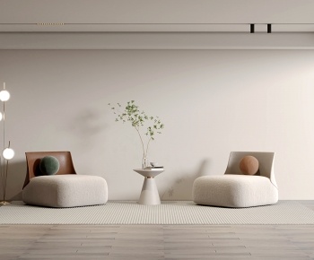 现代奶油风单人沙发3D模型