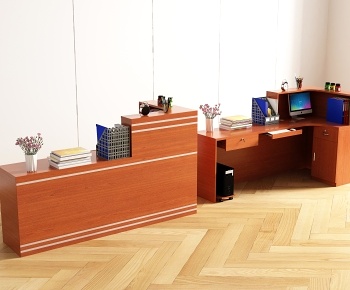 现代办公桌 前吧台3D模型
