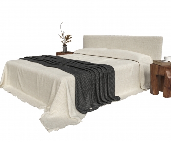 Wabi-sabi Style Double Bed-ID:112664946
