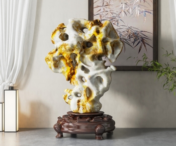 新中式珊瑚石雕塑摆件-ID:581989051