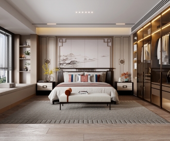 New Chinese Style Bedroom-ID:215723992