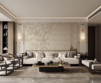 New Chinese Style A Living Room-ID:126216899
