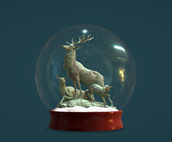 现代水晶球摆件 麋鹿雕塑-ID:423197039