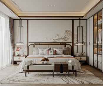 New Chinese Style Bedroom-ID:258115054