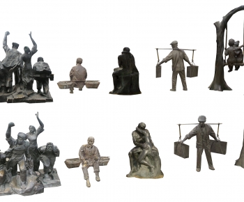 中式汉口江滩雕塑铜人-ID:484472991