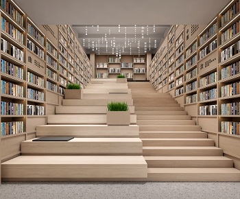 现代图书馆 楼梯3D模型