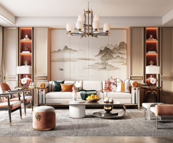 New Chinese Style A Living Room-ID:825505977