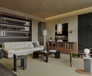 Modern Wabi-sabi Style A Living Room-ID:166571158