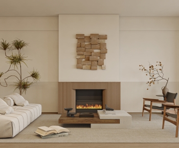 Modern Wabi-sabi Style A Living Room-ID:606450083