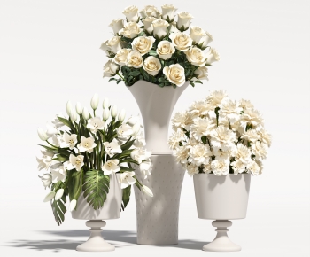 现代花卉 白玫瑰 百合-ID:545284993