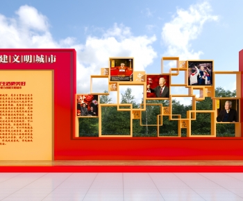 现代党建红色文化墙雕塑-ID:108237037