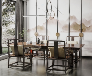 New Chinese Style Dining Table And Chairs-ID:307370905